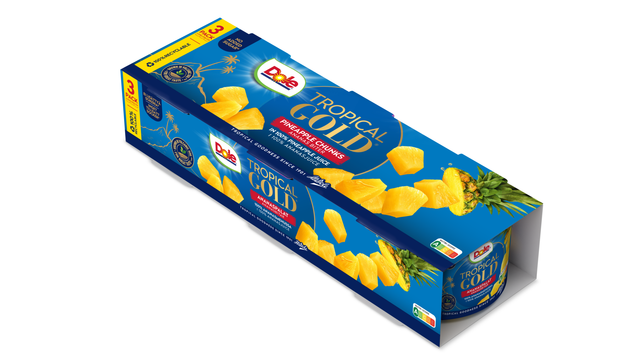 DOLE Ananas Gold bitar 1/4 dós 8x(3x227g)
